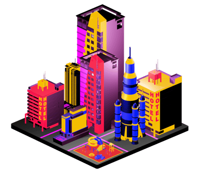 Isometric building in retro style png