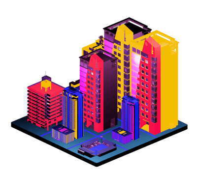 Isometric building in retro style png