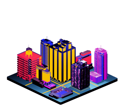 Isometric building arrangement png