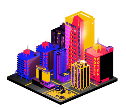 Isometric building arrangement png