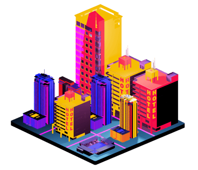 Isometric building arrangement png