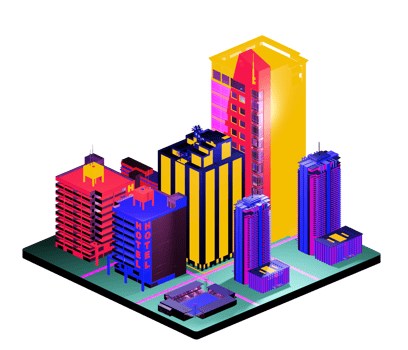 Isometric building arrangement png