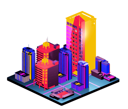 Isometric building arrangement png