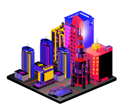 Retro isometric building png