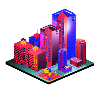 Isometric building arrangement png