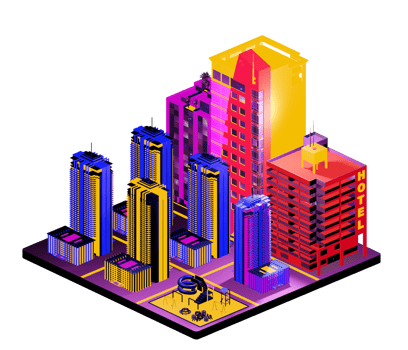 Retro isometric building png