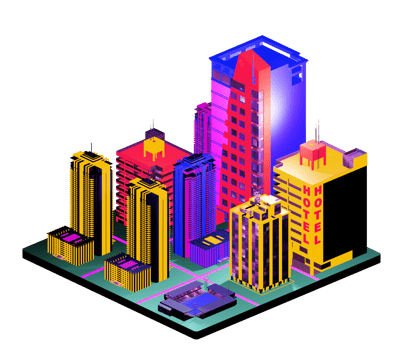 Isometric building in retro style png