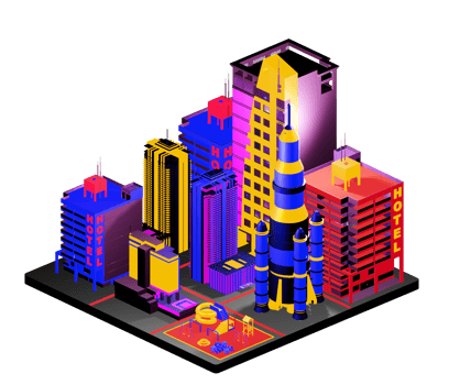 Isometric building arrangement png
