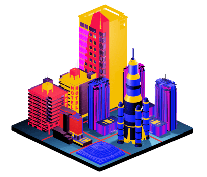 Isometric building arrangement png