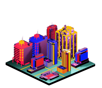 Isometric building arrangement png