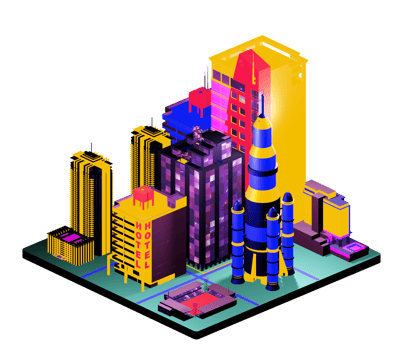 Retro isometric building png