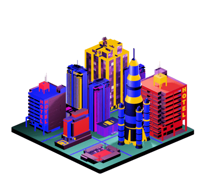 Isometric building in retro style png