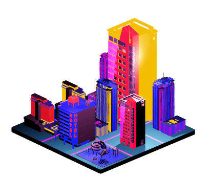 Retro isometric building png