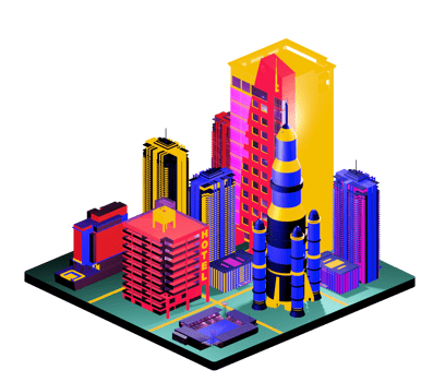 Retro isometric building png