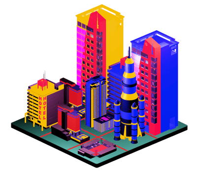 Retro isometric building png