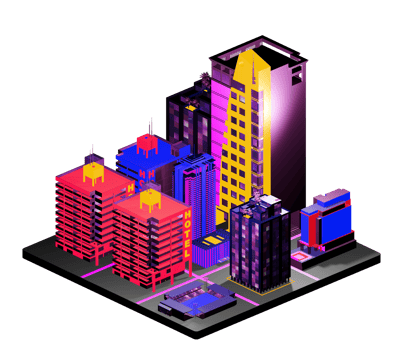 Retro isometric building png