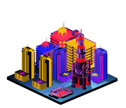Isometric building in retro style png