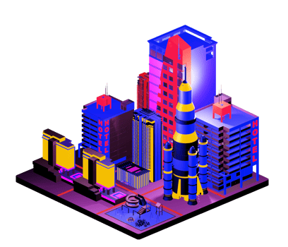 Isometric building in retro style png