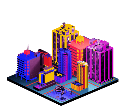 Isometric building arrangement png