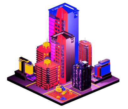 Isometric building arrangement png