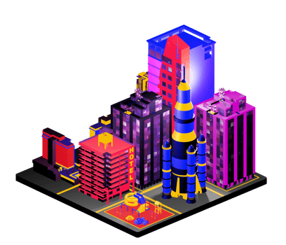 Retro isometric building png