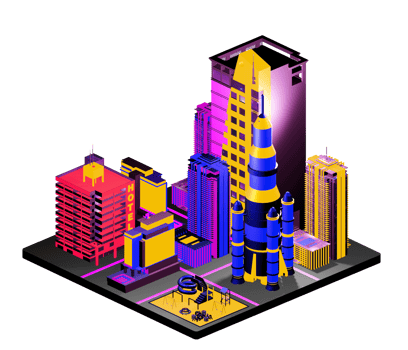 Retro isometric building png