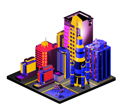 Retro isometric building png