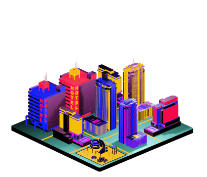 Retro isometric building png