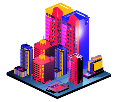 Isometric building arrangement png
