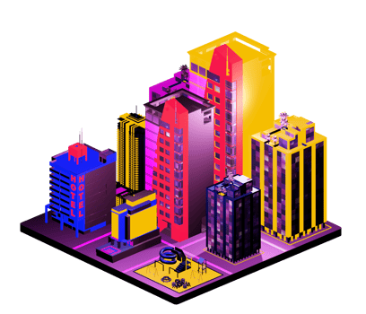 Isometric building arrangement png