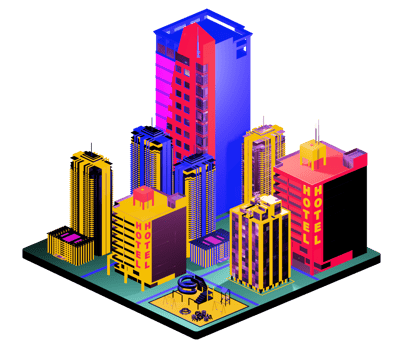 Isometric building arrangement png