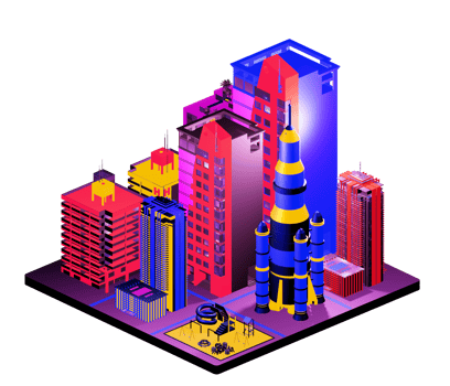 Isometric building arrangement png