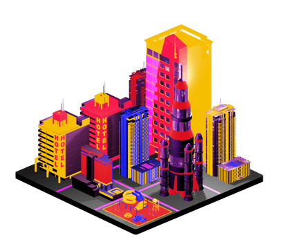 Isometric building arrangement png
