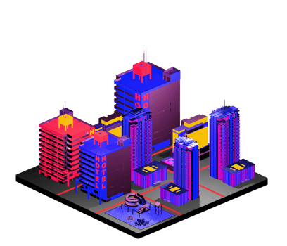 Retro isometric building png