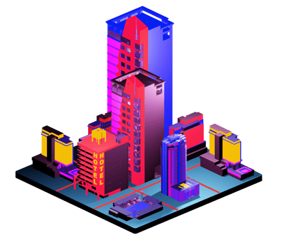 Isometric building in retro style png
