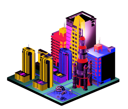 Isometric building arrangement png