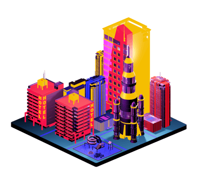 Retro isometric building png