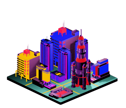 Retro isometric building png