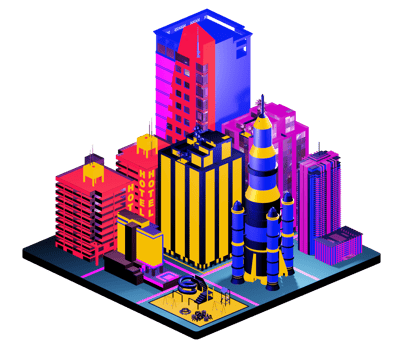Retro isometric building png