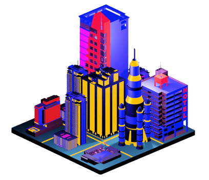 Retro isometric building png