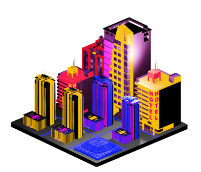 Retro isometric building png