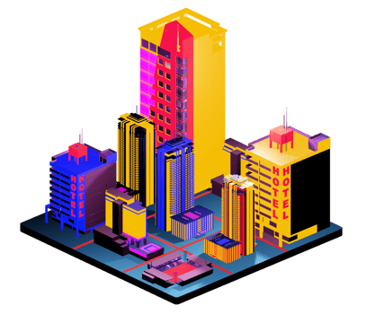 Isometric building arrangement png