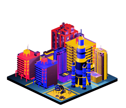 Isometric building arrangement png