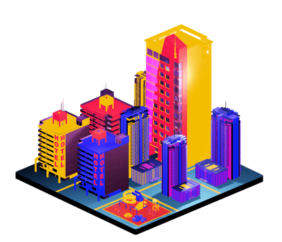 Isometric building arrangement png