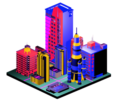 Isometric building arrangement png