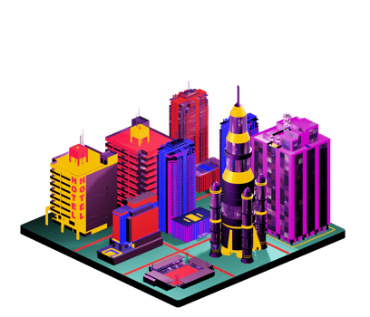 Retro isometric building png