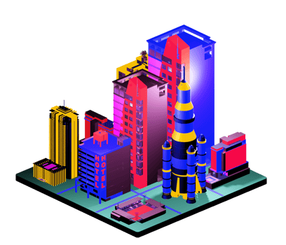 Retro isometric building png