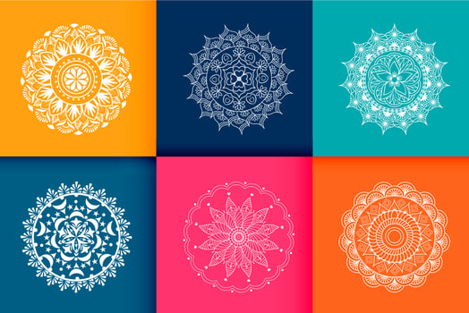 Mandalas. Vintage decorative elements. Six ethnic mandala patterns set Oriental pattern, vector illustration. Islam, Arabic, Indian, Turkish, Pakistan, Chinese,  ottoman motif ethnic Mandala ornament