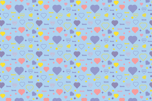 Cute love pattern vector with heart shapes and envelope icons. Minimal love pattern decoration on a white background. Endless love element design for book covers and wallpapers for valentine.