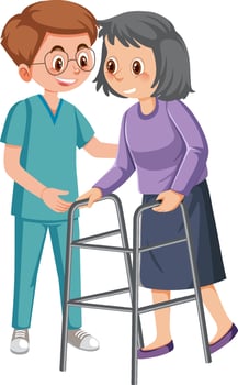 Nurse with patient cartoon character vector